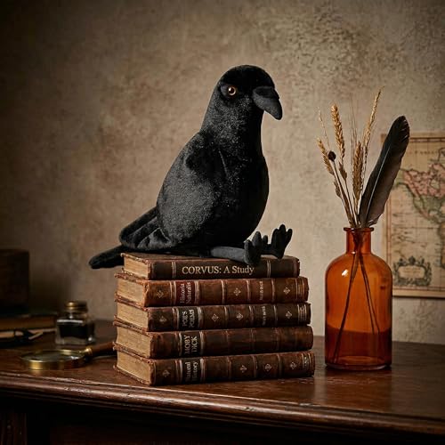 Crow Plush Toy - Realistic 12inch Black Crow Halloween Stuffed Animal, Cute Little Bird Raven Plush as Gift for Your Friends - style: Black Crow