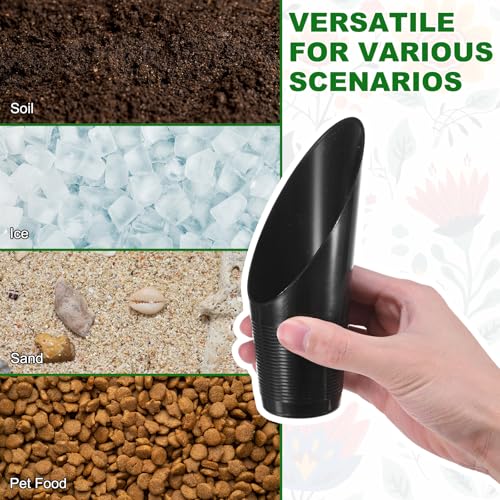 M METERXITY 6-Pack Bonsai Soil Scoops, Plastic Garden Soil Scoops Bucket Shovel Potting Scoopers for Transplanting/Flower Planting/Plant Succulent, Colorful Small Gardening Tools [Black] - color: Black
