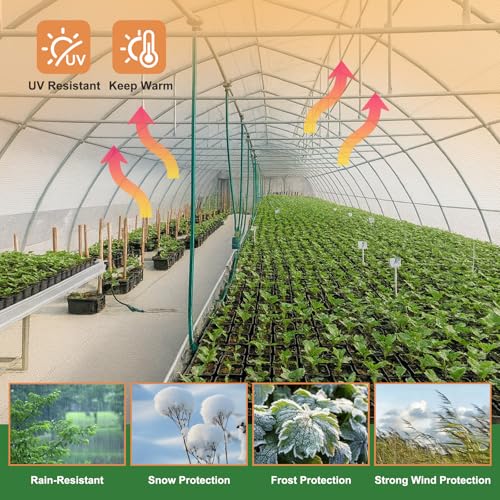 18 Mil Greenhouse Cover, 10x18 FT Clear Heavy Duty Greenhouse Tarp, UV Resistant Waterproof Chicken Coop Cover Tarp with Grommets for Garden, Farms, Nursery - size: Clear White 10FTx18FT