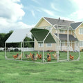 4ever2buy Metal Chicken Coop, 9.2x12.5 FT Walk-in Chicken Run Pen Poultry Cage, Water-Resistant & Anti-UV Cover, Large Chicken Coop for 12-15 Chickens - size: 149.5"L x 110.3"W x 76.8"H