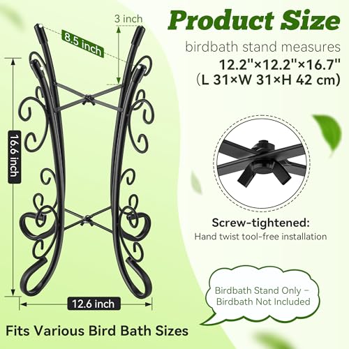 Outdoor Metal Bird Bath Stand, Sturdy Birdbath Bowl Stand, 16.6 Inch, Fade and Weather Resistant, Outdoor Decoration for Glass BirdBaths, Garden Yards Lawn (Ornate) - style: Ornate