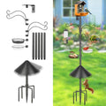 Bird Feeder Pole, 92 Inch Squirrel-Proof Bird Feeder Stand with 4 Shepherd Hooks, Water Bowl and Mesh Tray, Adjustable Birdhouse Pole, Perfect for Outdoor Garden & Yard - color: Hook-style