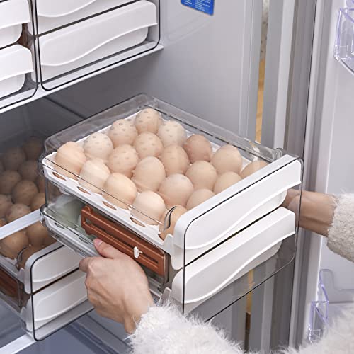 Sooyee Egg Holder for Fridge, Clear, 2 Drawers 40 Eggs | Eggs Organizer for Refrigerator,Space-Saving Egg Container, Clear Acrliy 2-Tier Egg Tray Storage for Kitchen - size: 40 Capacity