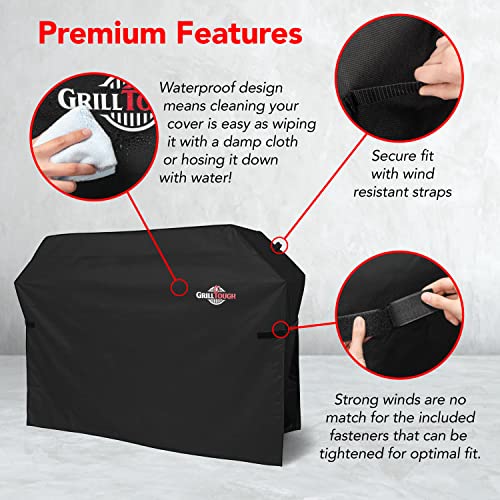 Heavy Duty BBQ Grill Cover for Outdoor Grill, 58 Inch, Black | Waterproof, Rip-Proof Fabric, Weather & UV Resistant, Fade Resistant, Adjustable Straps, Secure Fit for Outdoor Grills - color: Black, size: 58''L x 24''W x 48''H