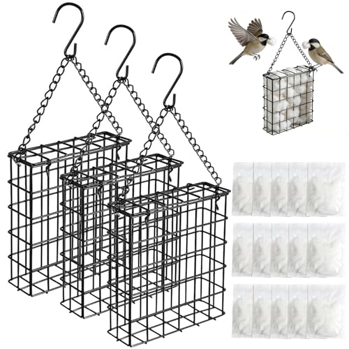 Bird Nesting Material Holder, Handmade Fiber Bird Nesting Material, Refillable Bird Shelter, Outdoor Bird Nesting and Resting Spot, Gift for Animal and Bird Enthusiasts (3 Set) - color: 3 set