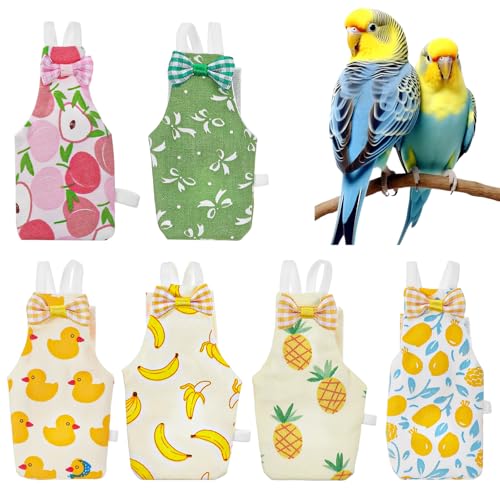 6Pcs Bird Diaper - Reusable Parrot Diapers with Waterproof Inner (Medium) | Washable Pet Bird Diapers for Budgie Lovebird Parakeet Canary