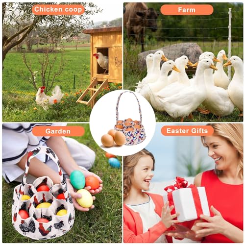 2 Pcs Egg Collecting Apron Chicken Gathering Basket with 7 Pouches Fresh Egg Holding Apron with 11 Pockets - color: Pink Type 02