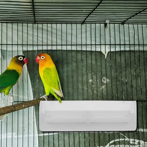 KALLORY 2pcs Automatic Hanging Bird Food Feeder Tray with Anti-Splash Design for Outdoor Garden Use, Suitable for Parrot and Cockatiel Feeding, Sturdy Bird Food Dispenser