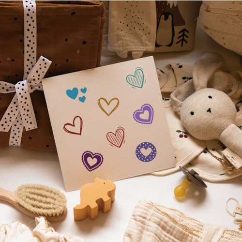 AHANDMAKER 5 Styles Heart Patterns Wooden Rubber Stamps, Love Heart Theme Round Handle Wood Stamps Mini Decorative Wooden Stamp for DIY Crafting Card Valentine's Day Gifts(No Ink Include) - style: Heart