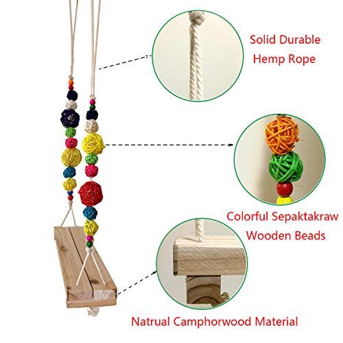 Chicken Swing and Perch - Handmade Wood Stand Coop Toy for Hens - Accessories Ladder for Poultry Run - Large Bird Parrot Hen Macaw Rooster Chick Toy