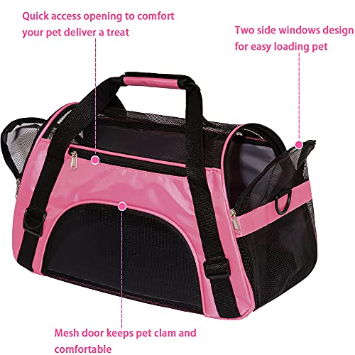 MuchL Pet Carrier Soft-Sided Carriers for Cat Carriers Dog Carrier for Small Medium Cats Dogs Puppies Pet Carrier Airline Approved Cat Dog Pet Travel Carrier (Medium,Pink) - color: Medium-Pink