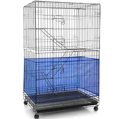 Shappy Large Bird Cage Seed Catcher,Bird Cage Cover Net Skirt Guard,Adjustable Soft Airy Mesh Net for Parrot Parakeet Macaw(118 x 15 Inch/ 300 x 37 cm,Blue) - color: Blue, size: 118 x 15 Inch/ 300 x 37 cm
