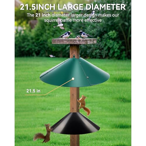 Qualirey 21.5" Metal Squirrel Proof Baffle, for 4 x 4 Posts(Green,1 Pack) | Wrap Around Guard for Bird Feeder Pole to Deter Squirrels - color: Green