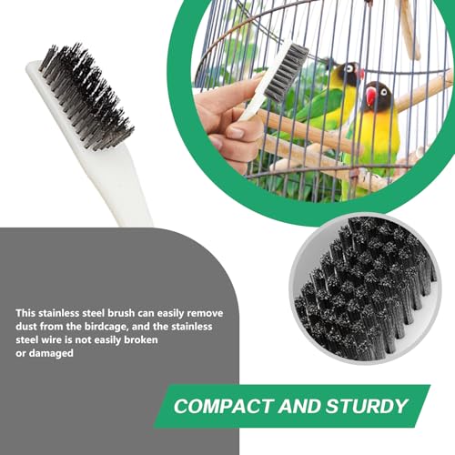 7-Piece Set Bird Cage Cleaner,Small Animal cage Cleaning Tool Wooden and Stainless Steel Cleaning Brush Long Handle Cleaning Brush Spatula Bird Cleaning Bird Drops Multipurpose Cleaning - color: 7a