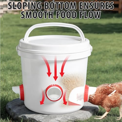 4PACK No Waste Chicken Feeder Ports, Chicken Feeder Cups for Bucket | DIY Chicken Feeder Kit with Hole Saw,Barrels,Bins,Troughs - size: 4 port with holesaw