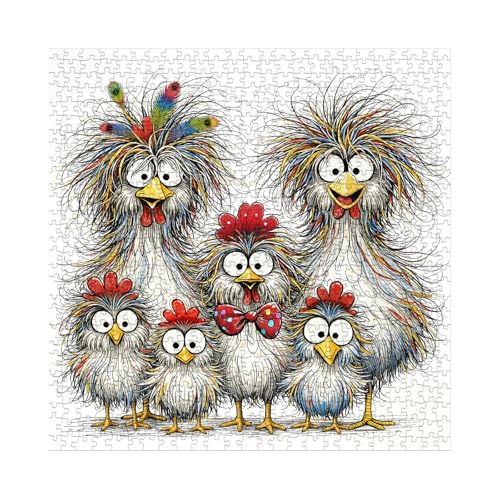 Fantasy Chicken Puzzles for Adults 1000 Pieces, Funny Bird Art Jigsaw Puzzles, Impossible Animal Rooster Puzzles - color: Pt-1216