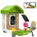 Smart Bird Feeder with Camera Solar Powered, AI Species Identification, 2K HD Video, Instant Arrival Alerts, Weatherproof Design for Outdoor, Best Gift for Bird Lovers(Green) - color: Green