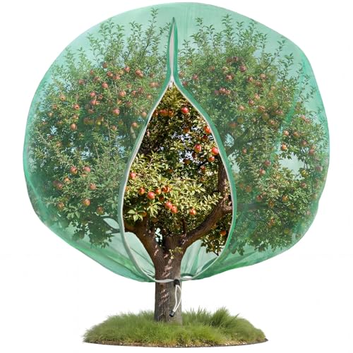 24 x 24 Ft Extra Large Fruit Tree Netting Cover with Zipper and Drawstring, Insect Bird Barrier Netting for Garden Protection, Keep Birds Squirrels Cicadas and Small Fly Out - size: 24 x 24 ft