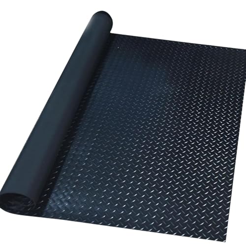 Anti-Slip Rubber Diamond Floor Mat - Durable, Non-Skid, Waterproof Floor Protection for Home, Gym, Garage, and Vehicles - 2.5 mm x 4 ft x 10 ft Rolls - Black (4x10 FT) - size: 118"L x 47.2"W x 0.1"Th
