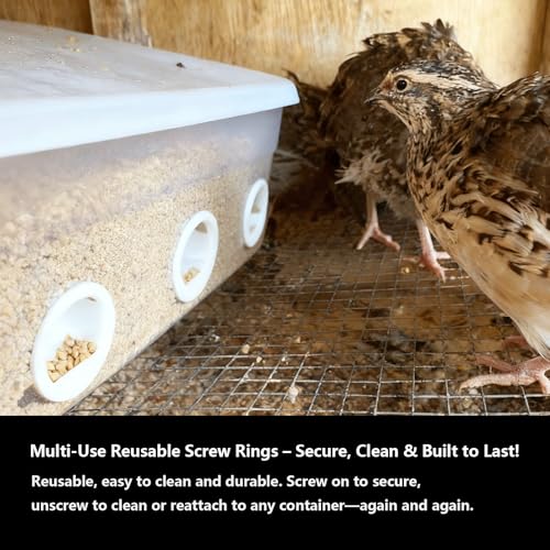 Quail Chick Port Feeder Compatible with DIY Bucket Pail Bin Container Coturnix - Set of 16 (1in) - size: 1in