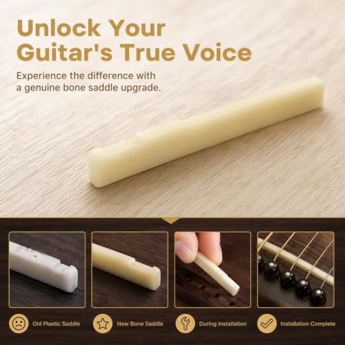 Miwayer 6 String Acoustic Guitar Unbleached Bone Saddle, Guitar Bridge Saddles, Cut from Whole Bones, 72x3x9mm (6 String Acoustic Saddle 72mm 2 Pack) - color: 6 String Acoustic Saddle 72mm 2 Pack