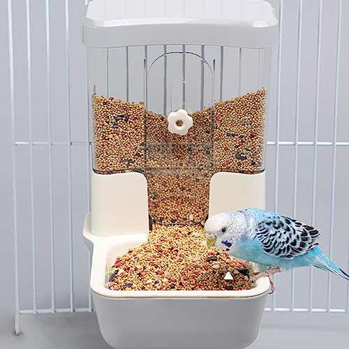 Automatic No Mess Bird Feeder - Bird Cage Accessories for Parakeet, Canary, Cockatiel, Finch - color: Grey