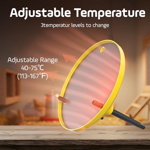 Heat Plate for Chicks, 35W Brooder Plate for Chicks, 12''x12'' Adjustable 3 Levels Temperature Supports a Timer Function - color: Yellow