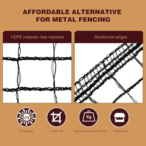 Plastic Mesh Fence Deer Fencing 4x25ft,Reinforced Edges,55gsm Heavy Duty Temporary Fence,Ideal for Garden Netting,Animal Barrier,Safety Netting, Fruit Plant Protection, Black - size: 4ft*25ft