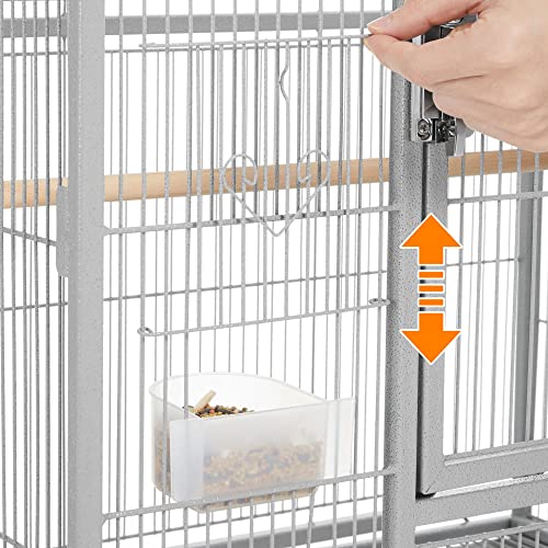 Yaheetech Metal Large Bird Cage Parrot Parakeet Cage w/Stand for Small Parrot Cockatiel Sun Parakeet Lovebird Budgie Finch Canary Green Cheek Conure, 54inch - color: Light Gray