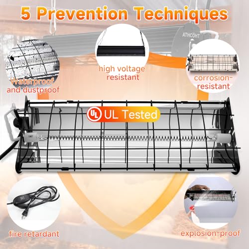 400W Heat Lamp for 60 Chickens Upgraded 12000H Large Chicken Coop Brooder Heater Carbon Fiber Bulb Waterproof Adjustable 2 Mode Temp Safe Design for Chicks Poultry Pets (Large) - size: Large(Includes 1 Frame + 1 Tube)