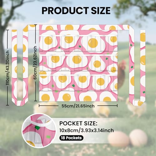 CUTHOLLOW Egg Collecting Apron for Adlut, Housewife, 18 Deep Pockets Hen Egg Gathering Holding Apron with Elastic Closures - style: Omelette