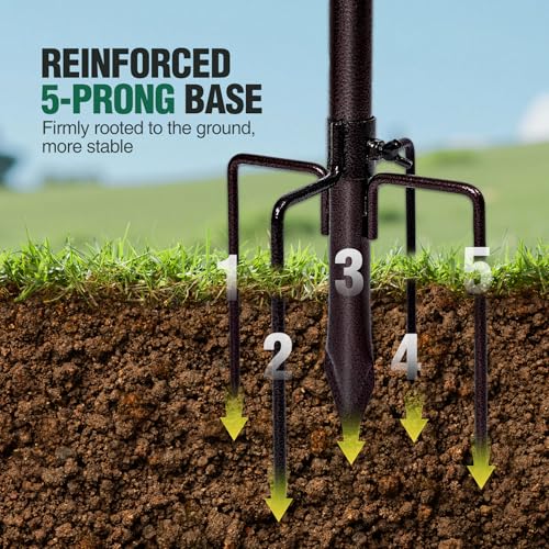 REDCAMP Bird Feeding Station kit, 75" Wild Bird Feeder Stand Pole with 4 Feeder Hanging Poles,for Outside, Multi Feeder Pole Stand Kit for Attracting Wild Birds