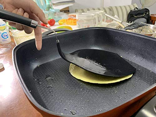 TENTA KITCHEN Grip-EZ Premium Chef Series Round Flexible Large Spatula Pancake Spatula,Pancake Flipper,Egg Turner, and Omelet Spatula-Heat Resistant，Black
