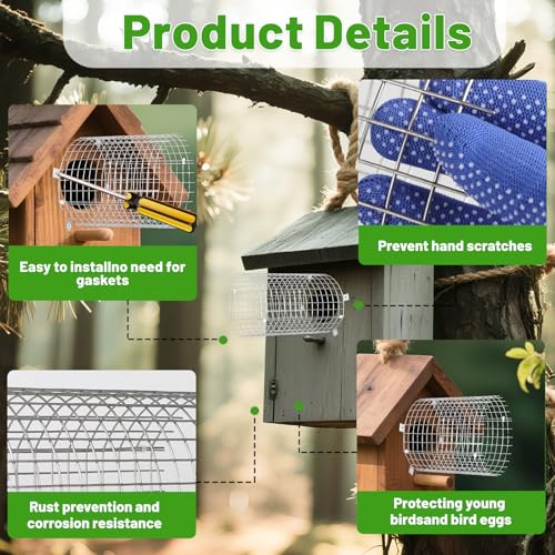 2Pcs Bluebird House Protector Guards, Stainless Steel Birdhouse Hole Entrance Protector for Birdhouse Entrance Protection By Keeping Out Predators and Their Babies Safe