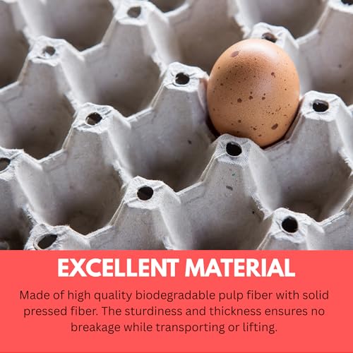 Economy Egg Cartons Bulk - 30 Cell Pulp Fiber Egg Flats for Chickens & Ducks - Reusable Stackable Cardboard Tray for Home Storing & Packing (130)