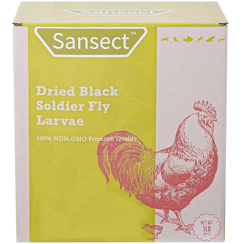 SANSECT 5LB Dried Black Soldier Fly Larvae, Chickens Feed for Wild Birds | High Protein Treats, More Calcium Than Dried Mealworms, 100% Natural Non-GMO Treat for Chickens Wild Birds, Ducks,Reptiles - size: 5 Pound (Pack of 1)
