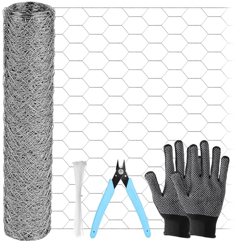 ROADPLUM Chicken Wire Mesh 13.8 x 157 in, Rustproof Galvanized Iron Garden Fence Barrier for Pet Rabbit Cat, Floral Chicken Wire Netting to Protect Poultry Plant Fruit - size: 13.8 x 157 in