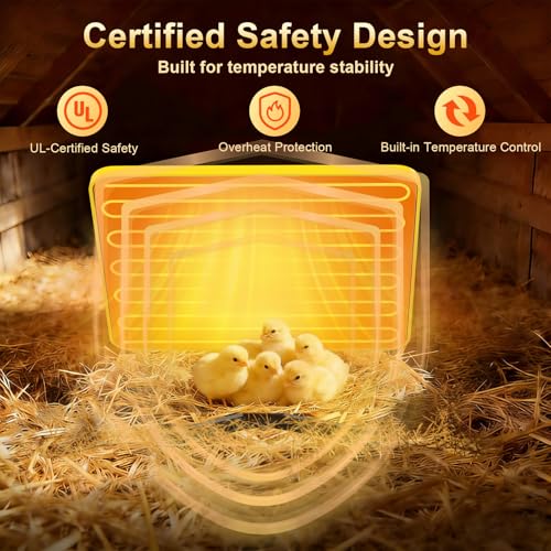 Chick Brooder Heater Plate, UL Certified Radiant Heat Panel with Smart Thermostat, 50-158℉ Adjustable Chicken Heater for Coop & Brooder Plate for Chicks & Poultry Winter Use