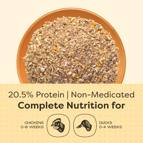 Scratch and Peck Feeds | Starter Mash for Chickens & Ducks | 10 lb Pouch | 20.5% Protein, Corn & Soy Free, Fermentable Grains, Certified Organic & Non-GMO Project Verified, Complete Nutrition - size: 10 Pound (Pack of 1), style: Starter Feed