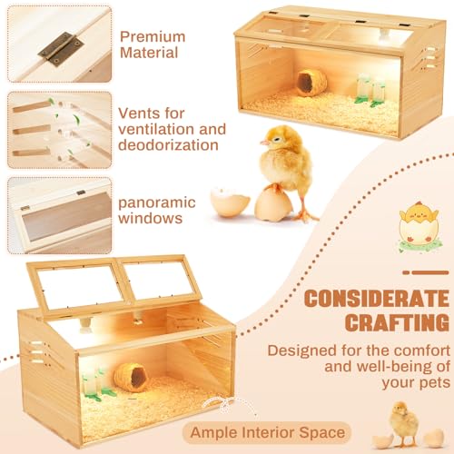 CroBlissful 24 x 16 x 16 in Brooder Kit Box for Chicken Quails Indoor Outdoor with Leg Stand Sliding Door, Bulb Set and Feeder, Baby Chicken Coops for Ducks, Hamsters, Lizards, Mice, Rat(Wooden) - color: Wooden, size: 28.7"L x 17.7"W x 4.7"H, style: Table