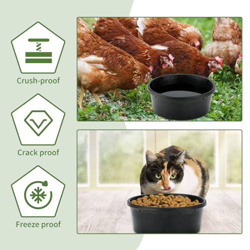 6Pcs Rubber Feed Pan, 1 Gallon Horse Feeder Pan, Chicken Dust Bath | 10.6 x 4.1Inches Rubber Bowl, 4 L Capacity Water Trough,Livestock Water Bowl for Farm Animal Outdoor - color: Black-4Quart, size: 6PCS