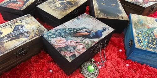 RK Collections Wooden Peacock Trinket Keepsake Box. Storage Box for Animal Lovers. Gift Case/Holder. (6.5" Peacock) - style: Peacock