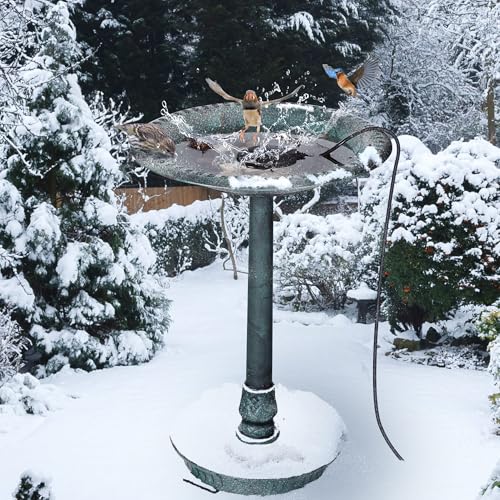 1 Pack Upgrade Bird Bath Heater for Outdoors, 60 Watts Birdbath Deicer | Pond Deicer Water Heater Thermostatically Controlled with Auto Shut off Function for Patio Lawn Winter (Marble Black) - color: Marble Black