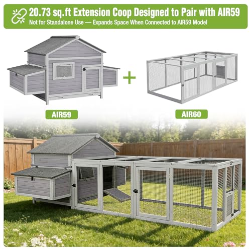 GUTINNEEN Large Chicken Run Extension with 20.73 sq.ft Space, Sliding Chicken Door, 1/2" Galvanized Wire, Secure Locks & Easy-Access Doors, Cozy Coop Chicken Cage Poultry Cage Outdoor - size: 79"L x 37.8"W x 26.8"H