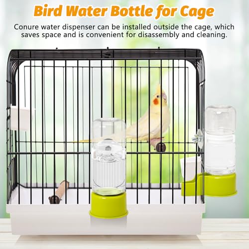 BNOSDM Automatic Bird Water Dispenser 2 Pcs No Mess Parrot Cage Water Feeder Drinker Suspended Bird Drinking Device Parakeet Cage Accessories for Budgies, Cockatiel, Conure, Canary, Finch (Green) - color: 2 Pcs Green Automatic Bird Water Dispenser