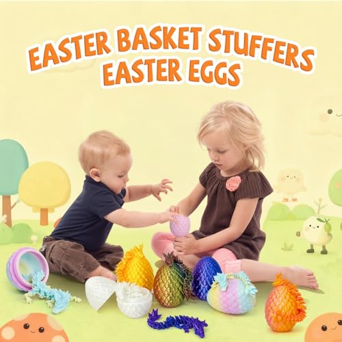 3D Printed Dragon Eggs with Dragon Inside,Prefilled Easter Eggs Filled,Articulated Flexible Dragon,Easter Advent Calendar Easter Basket Stuffers,Collectibles for Adults Teens Boys (18pcs) - color: 18pcs