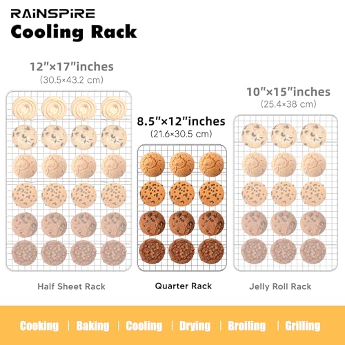 Cooling Rack Stainless Steel, Heavy Duty Cooling Racks for Cooking and Baking, Oven Safe Wire Rack for Cooking, Baking Rack for Oven Cooking Fits Quarter Sheet Pan, 8.5" x 12", 2-Pack - size: 8.5"x12"