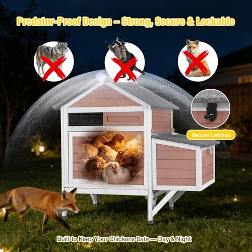 Aivituvin Small Chicken Coop for 2-3 Chickens, Elevated Outdoor Wooden Hen House Quail Hutch with 2 Sectionable Nesting Box, Pull-Out Tray, Waterproof Asphalt Roof - Brown, 40.9"L x 27.3"W x 38.5"H - size: 40.9"L x 27.3"W x 38.5"H