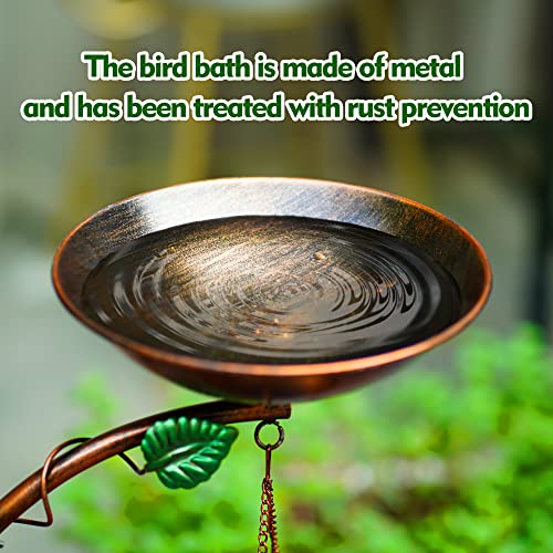 YADOOLIFE 37.8" Bird Bath and Solar Bird Feeders Combo with Flower Planter Pedestal, Metal Bird Baths for Outdoors, Decorative Birdbath with Butterfly for Outside Garden Yard, Weather Resistant