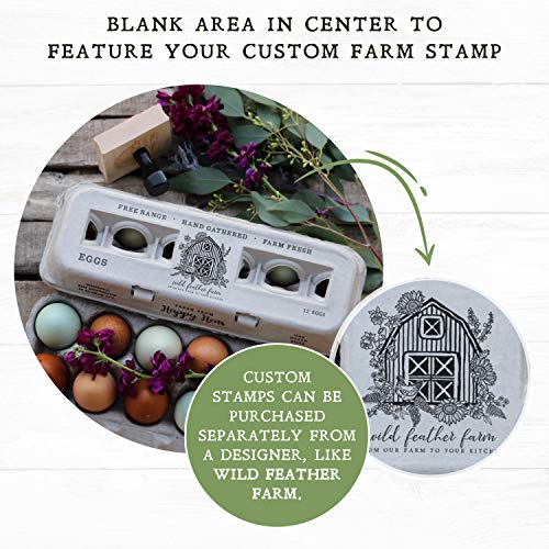 Egg Cartons- Adorable Printed Design for Farm Fresh Eggs, Recycled Paper Cardboard, Sturdy & Reusable, Holds up to XL Chicken Eggs (Blank Stamping, 250) - color: Blank Stamping, size: 250